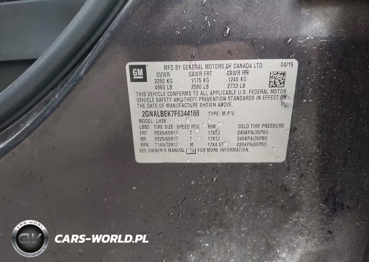 2015 Chevrolet Equinox 1Lt VIN:2GNALBEK7F6344188 - 9