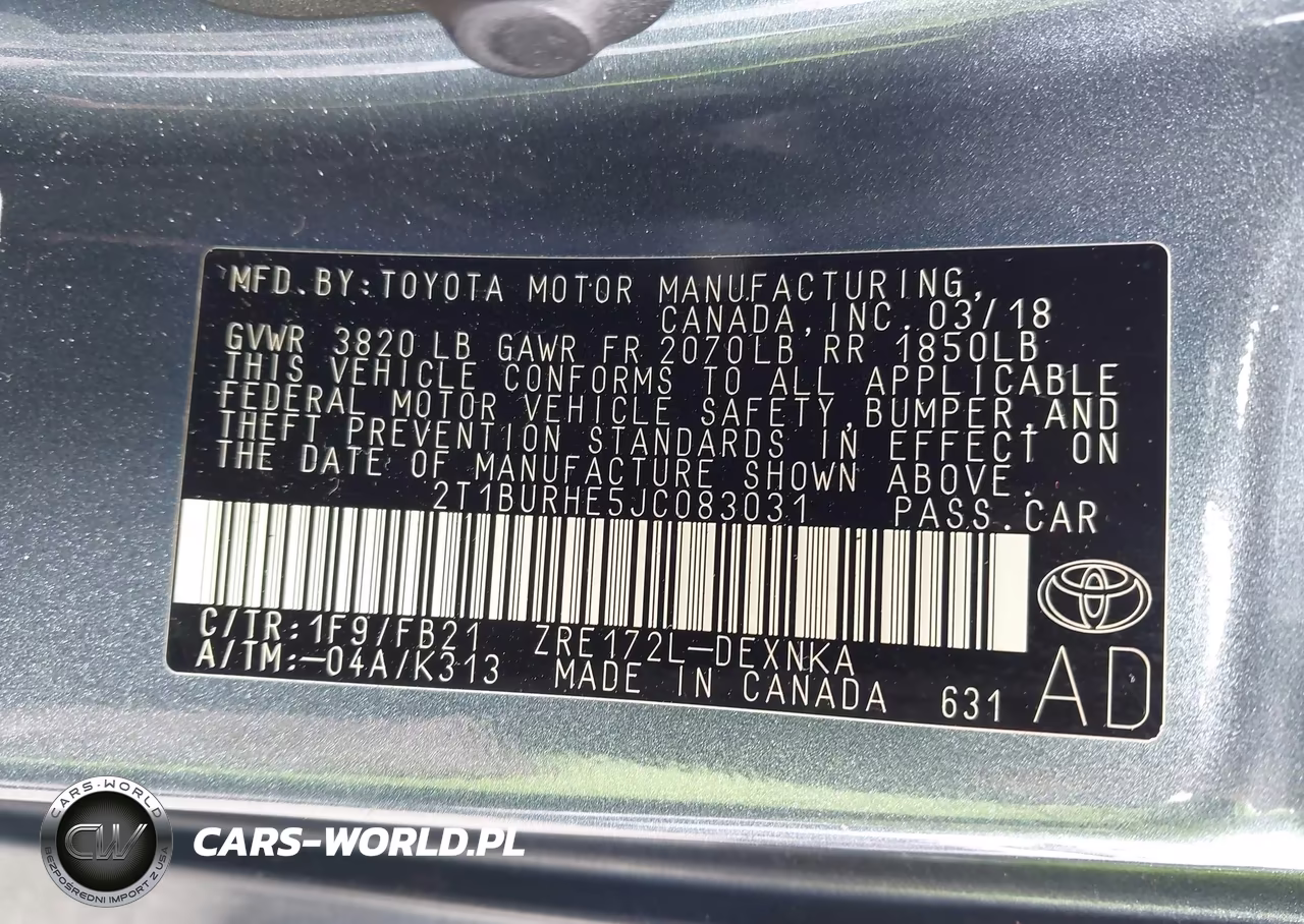 2018 Toyota Corolla Le VIN:2T1BURHE5JC083031 - 9