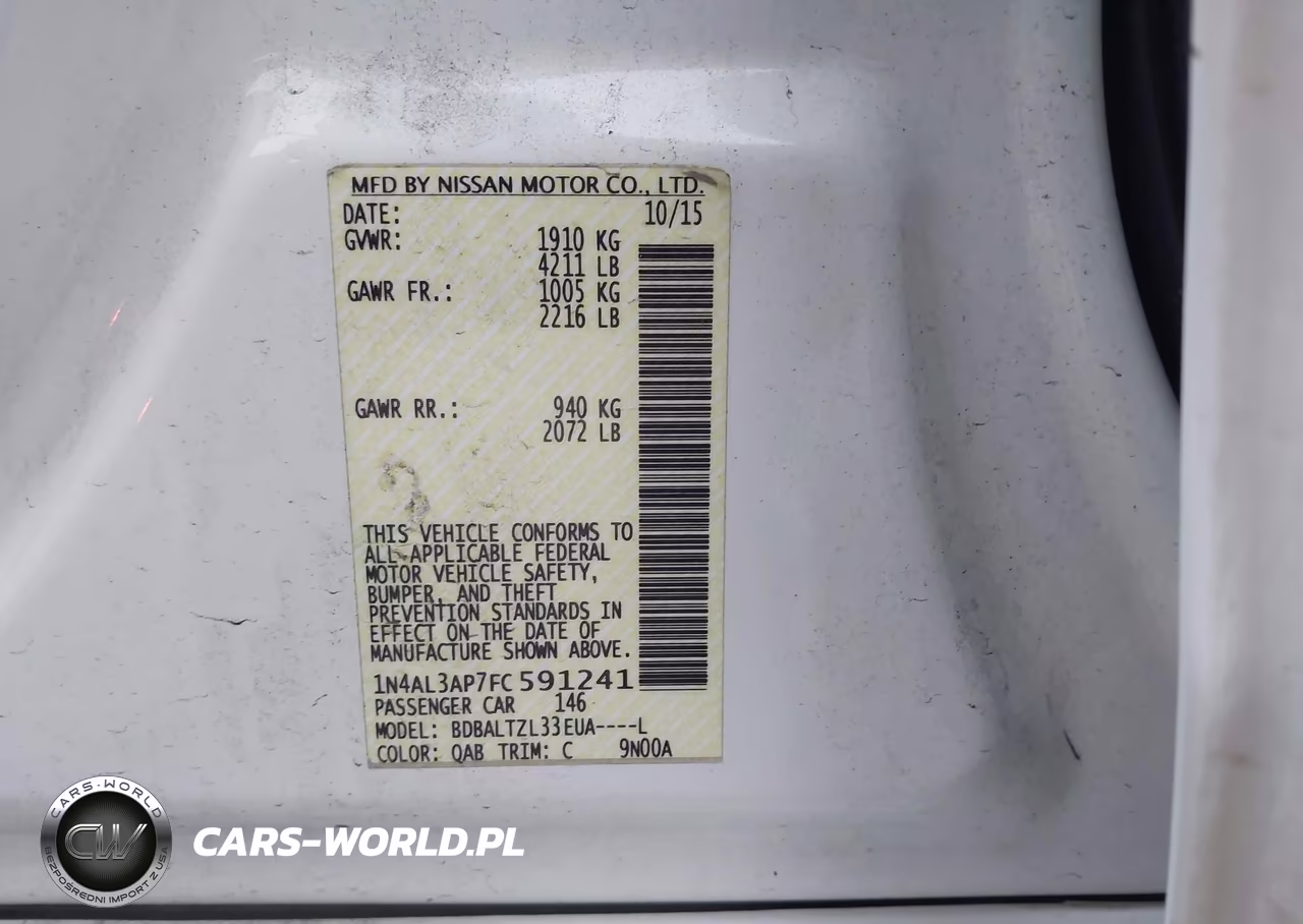 2015 Nissan Altima 2.5 Sl VIN:1N4AL3AP7FC591241 - 9