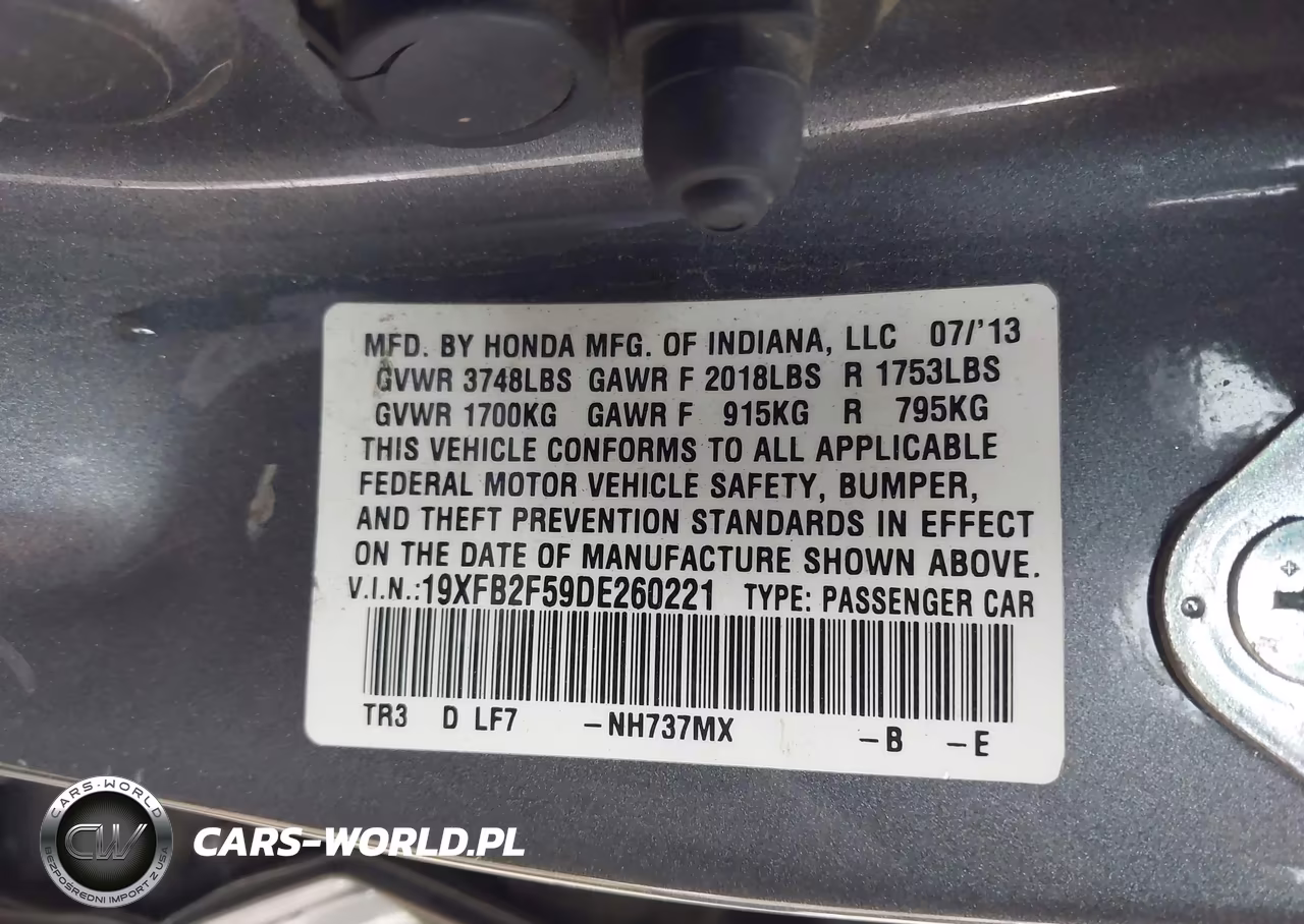 2013 Honda Civic Lx VIN:19XFB2F59DE260221 - 9