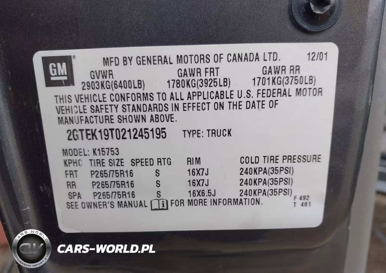 2002 GMC Sierra 1500 Sle VIN:2GTEK19T021245195 - 9