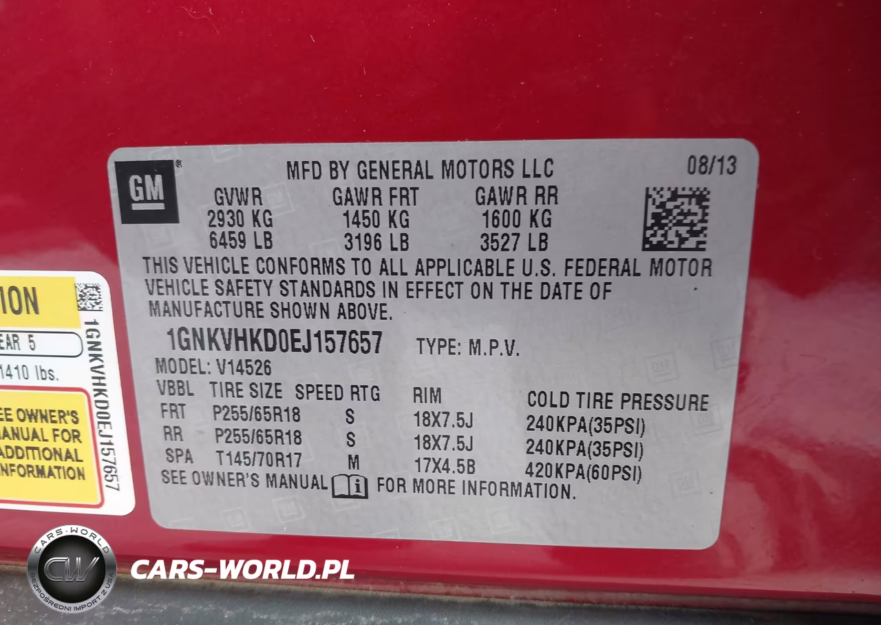 2014 Chevrolet Traverse 2Lt VIN:1GNKVHKD0EJ157657 - 9