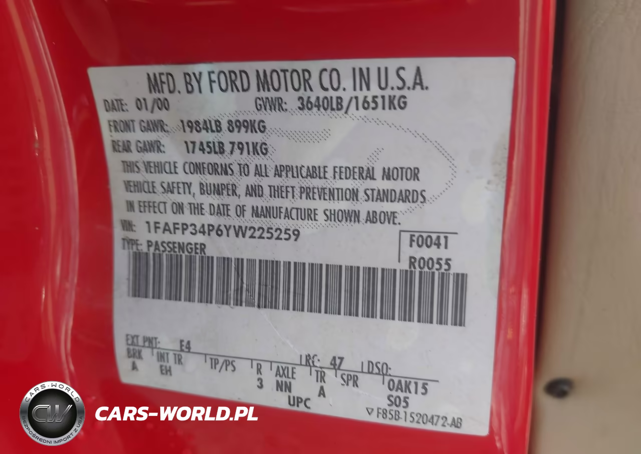 2000 Ford Focus Se VIN:1FAFP34P6YW225259 - 9