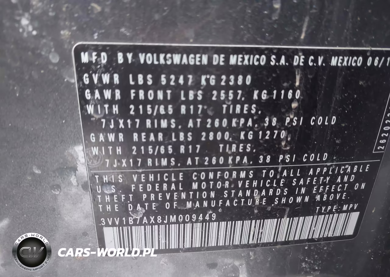 2018 Volkswagen Tiguan 2.0T S VIN:3VV1B7AX8JM009449 - 9