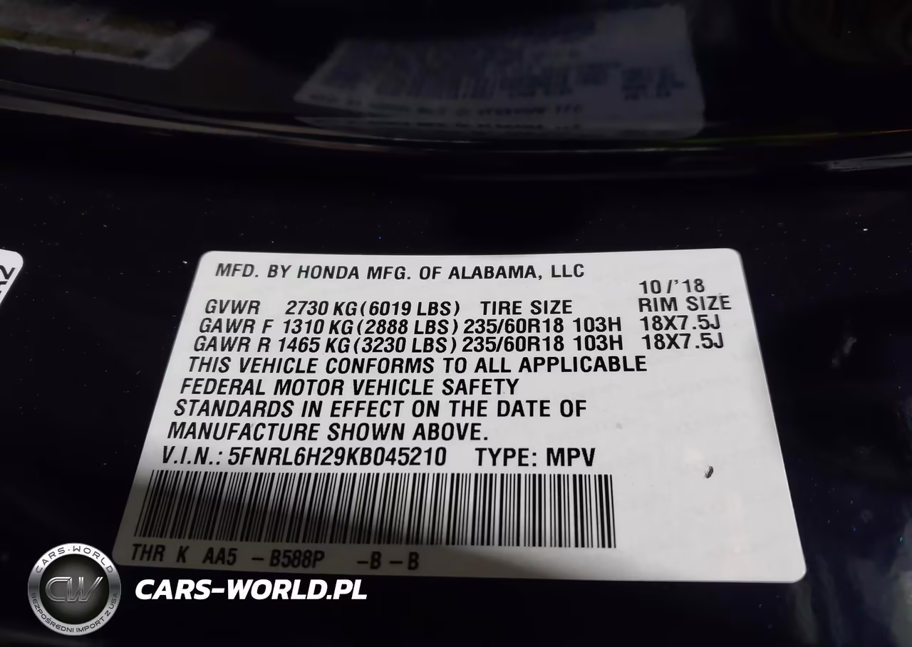 2019 Honda Odyssey Lx VIN:5FNRL6H29KB045210 - 9