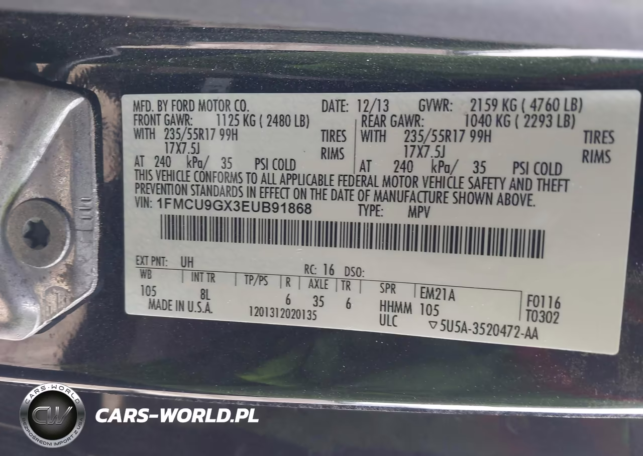 2014 Ford Escape Se VIN:1FMCU9GX3EUB91868 - 9