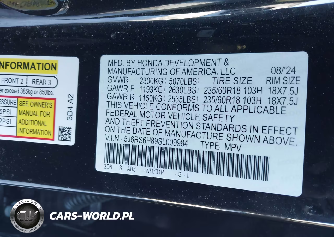 2025 Honda Cr-V Hybrid Sport-L VIN:5J6RS6H89SL009984 - 9