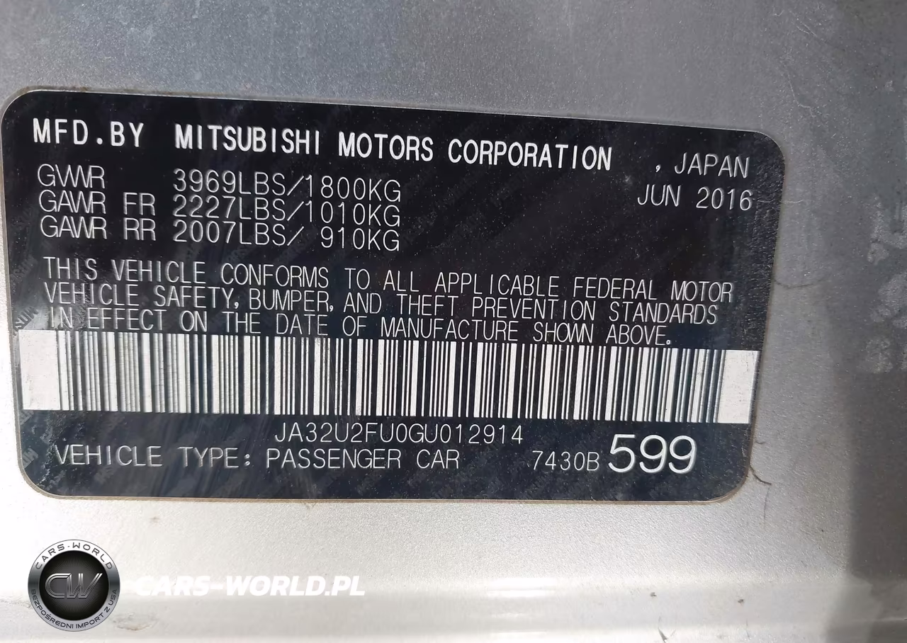 2016 Mitsubishi Lancer Es VIN:JA32U2FU0GU012914 - 9