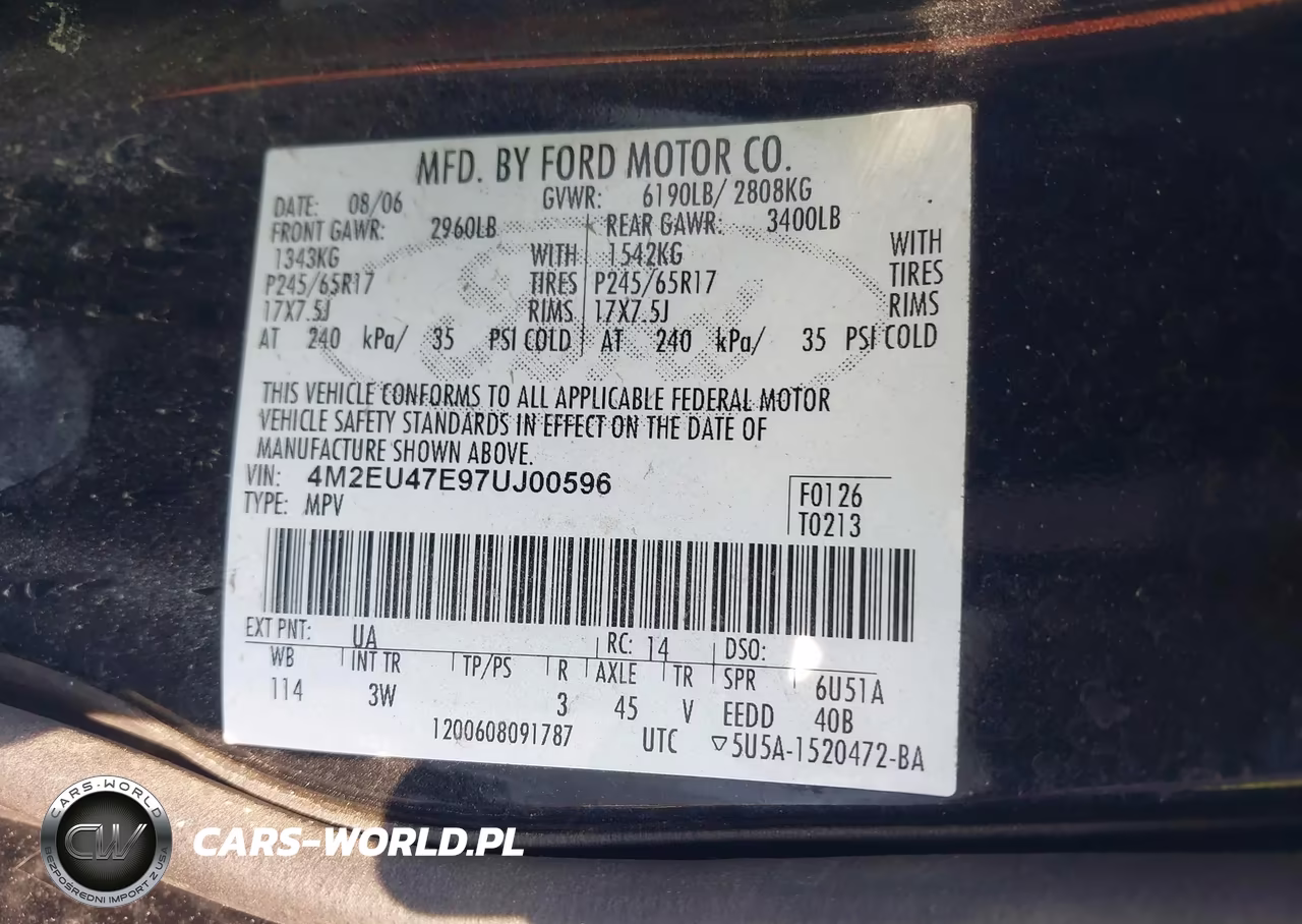 2007 Mercury Mountaineer VIN:4M2EU47E97UJ00596 - 9