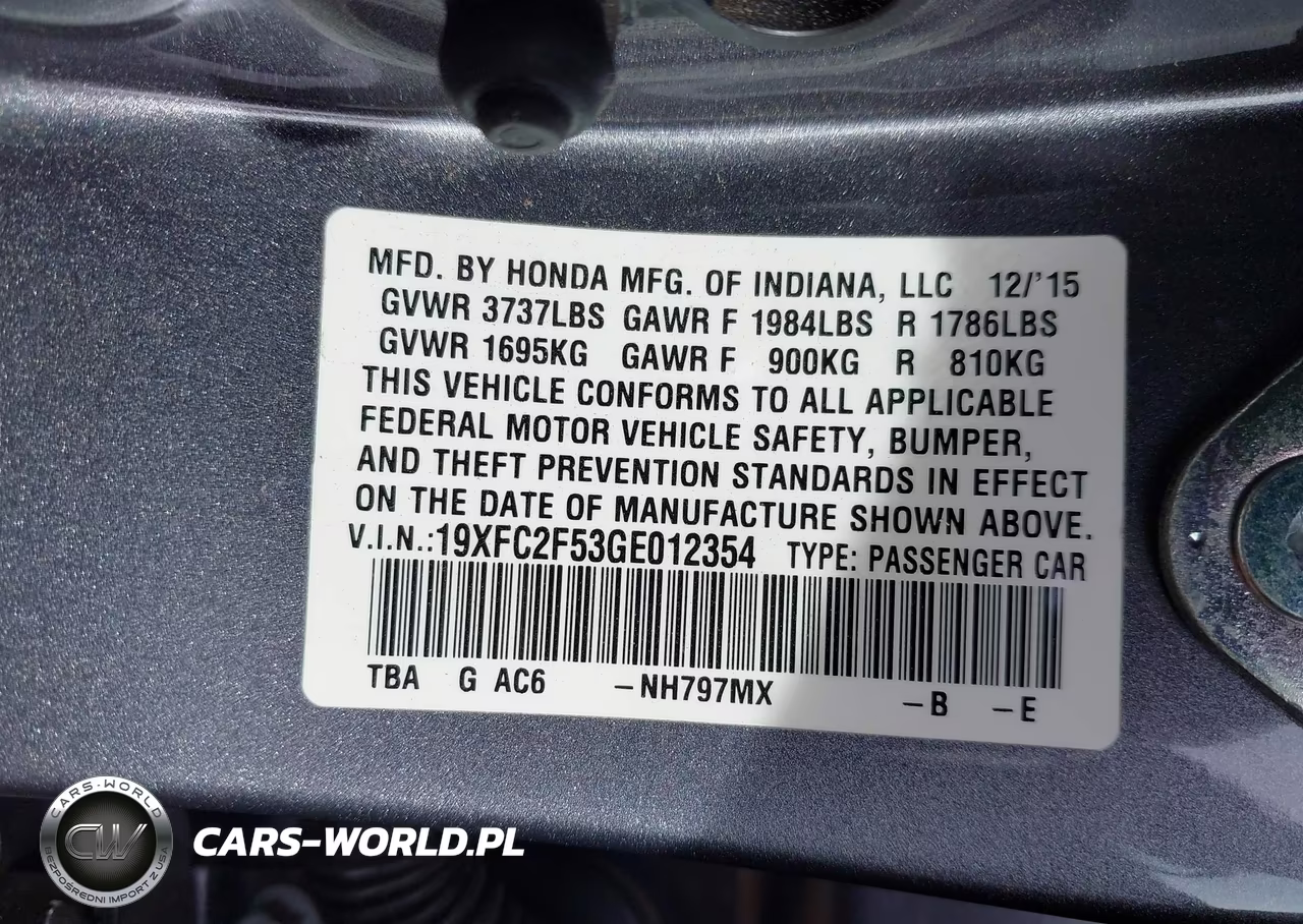 2016 Honda Civic Lx VIN:19XFC2F53GE012354 - 9