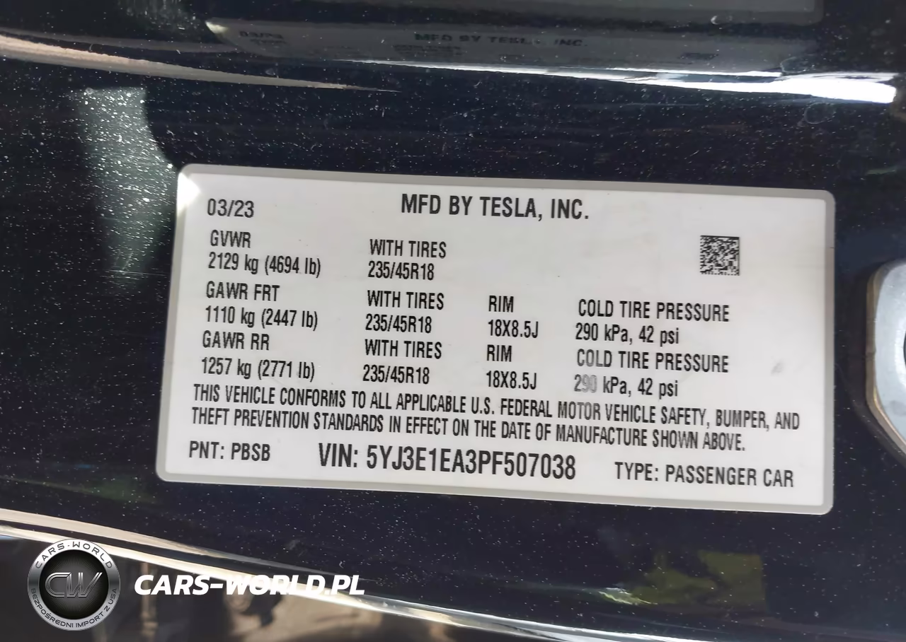 2023 Tesla Model 3 Rear-Wheel Drive VIN:5YJ3E1EA3PF507038 - 9