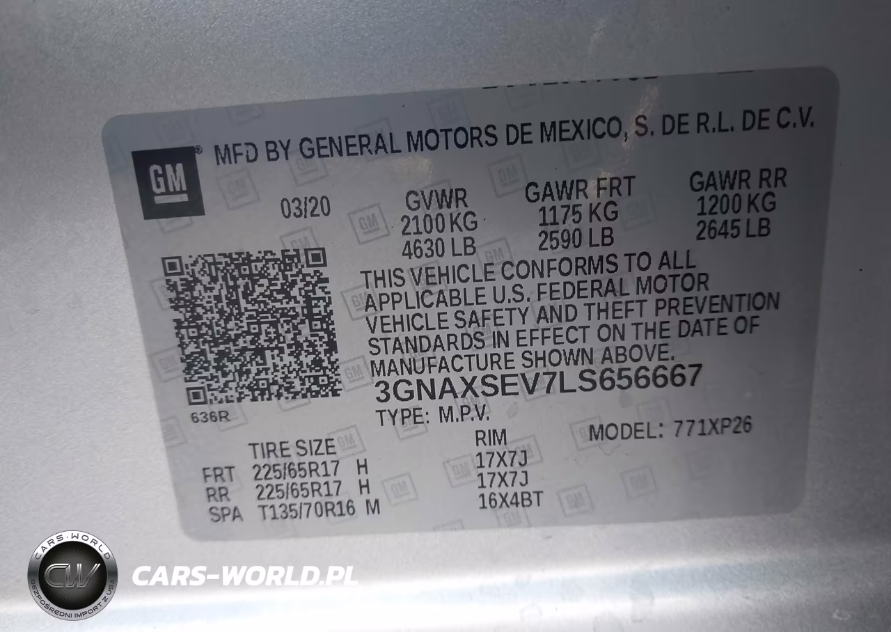 2020 Chevrolet Equinox Awd Ls VIN:3GNAXSEV7LS656667 - 9