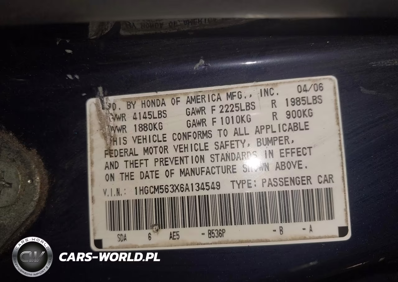 2006 Honda Accord 2.4 Se VIN:1HGCM563X6A134549 - 9