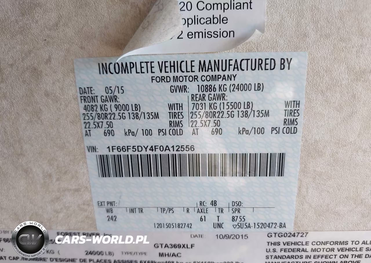2015 Ford F53 VIN:1F66F5DY4F0A12556 - 9