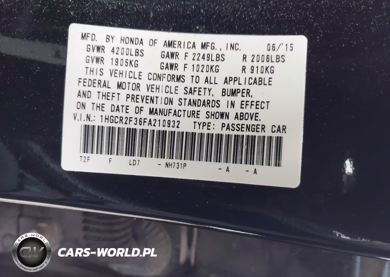 2015 Honda Accord Lx VIN:1HGCR2F36FA210932 - 9