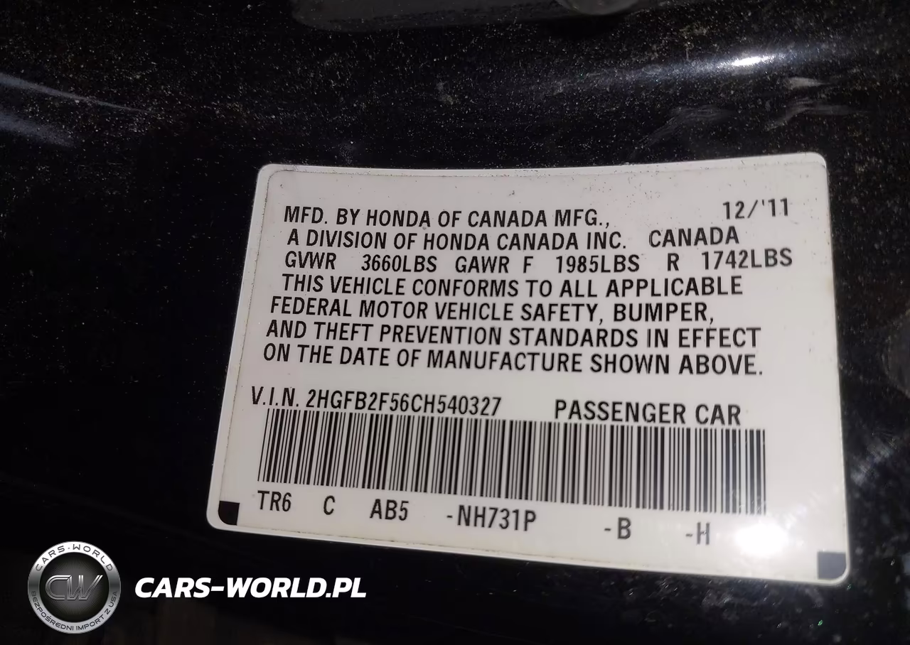 2012 Honda Civic Lx VIN:2HGFB2F56CH540327 - 9