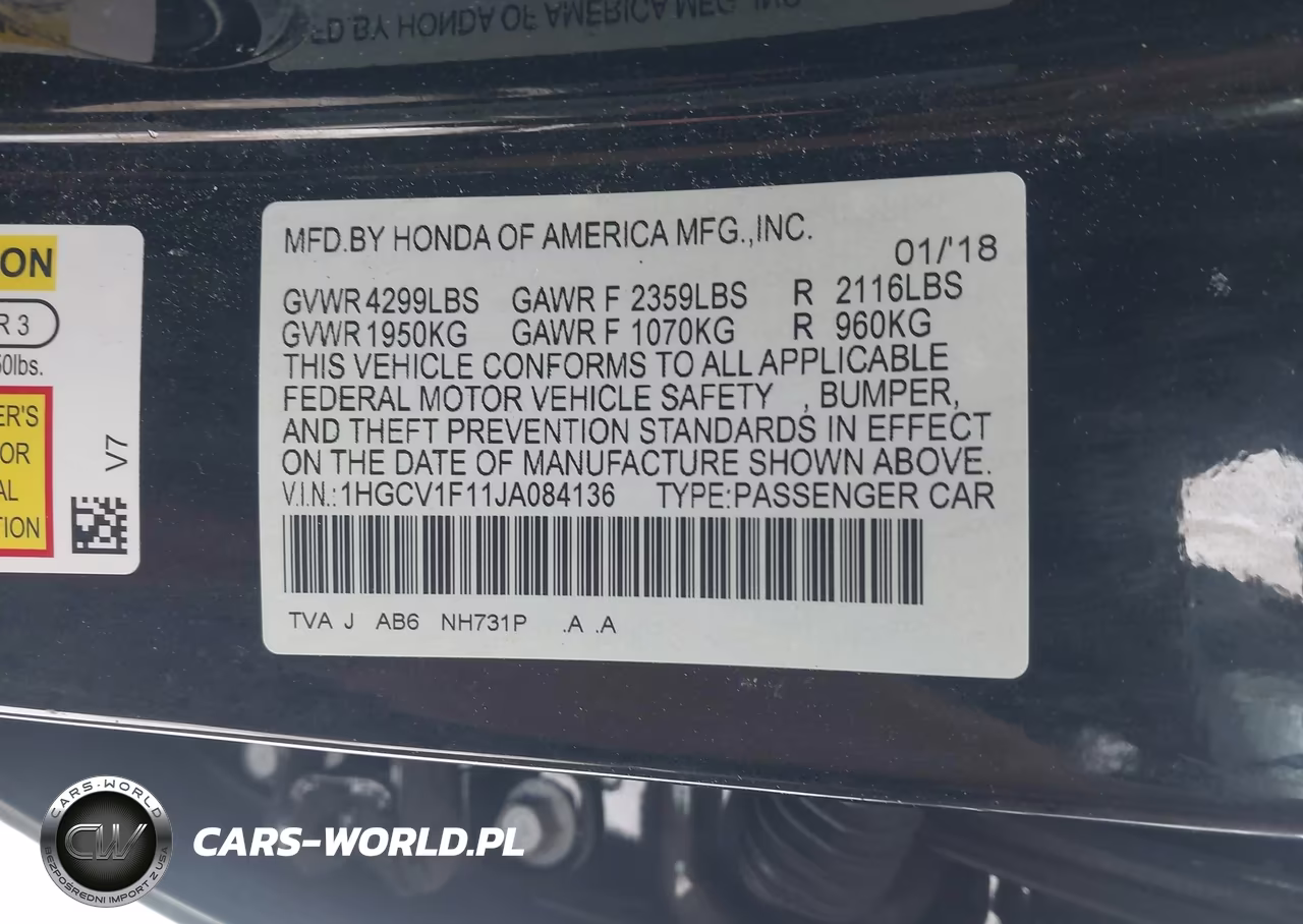 2018 Honda Accord Lx VIN:1HGCV1F11JA084136 - 9