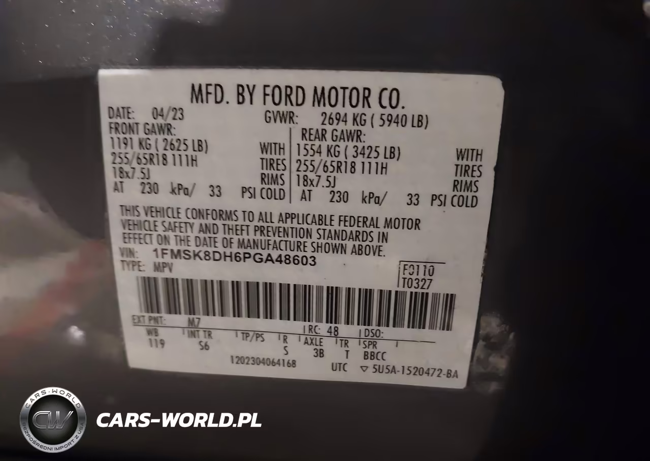 2023 Ford Explorer Xlt VIN:1FMSK8DH6PGA48603 - 9