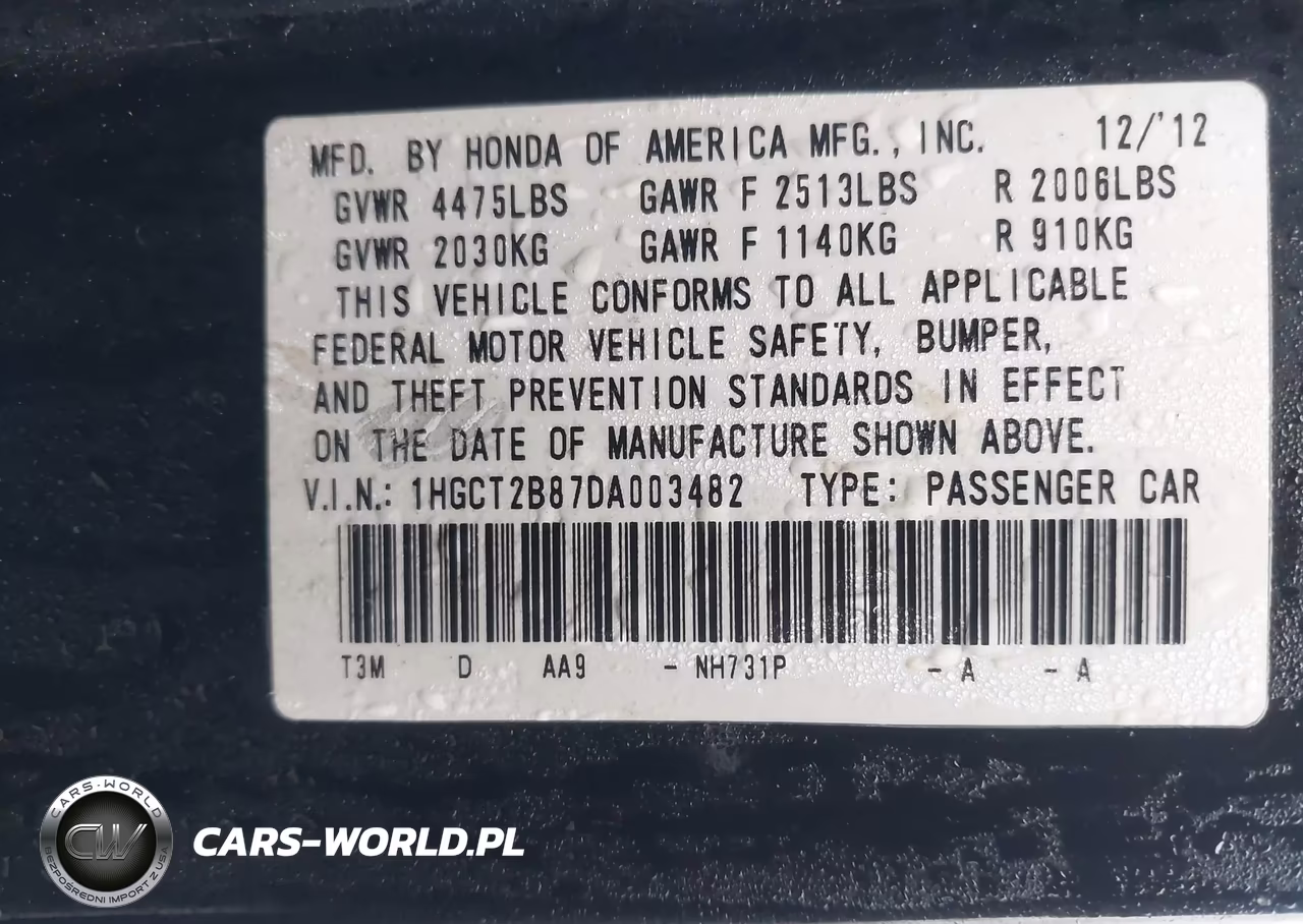 2013 Honda Accord Ex-L V-6 VIN:1HGCT2B87DA003482 - 9
