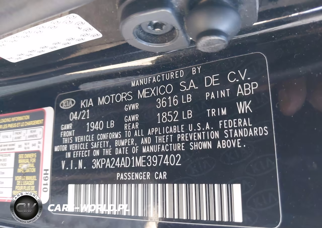 2021 Kia Rio S VIN:3KPA24AD1ME397402 - 9