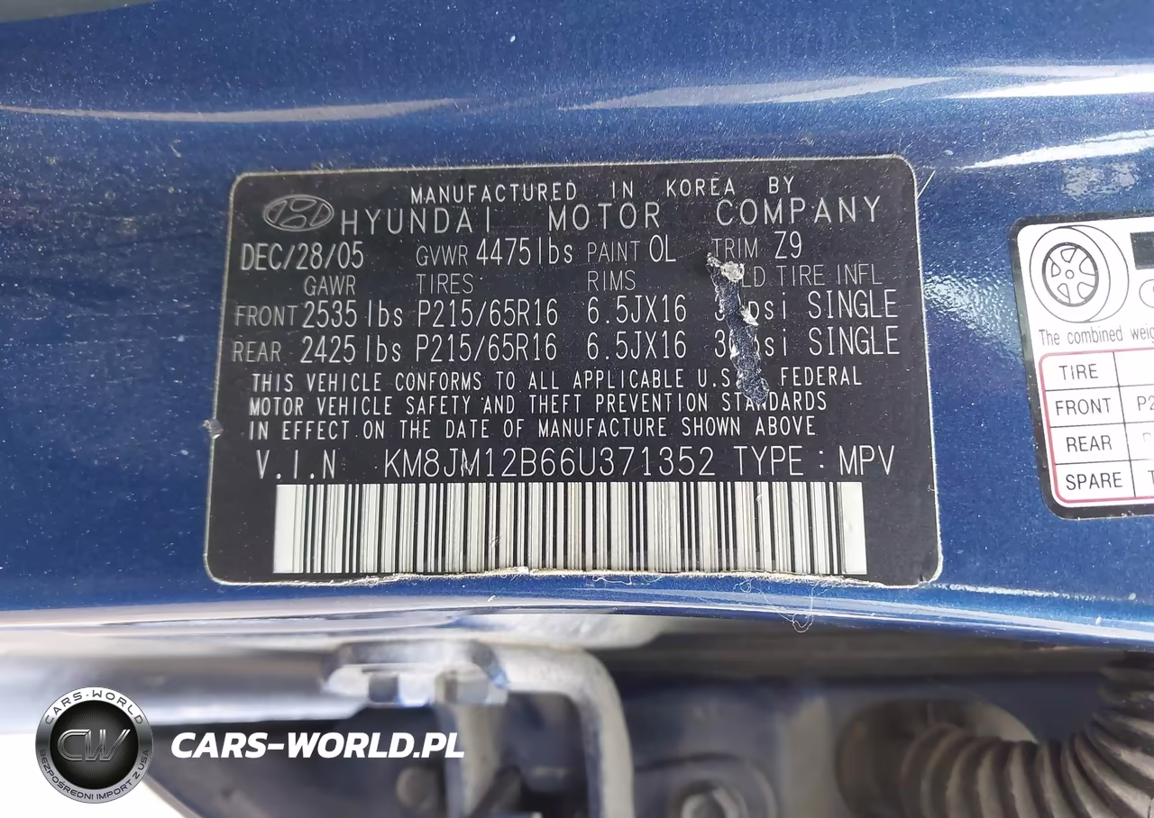 2006 Hyundai Tucson Gl VIN:KM8JM12B66U371352 - 9