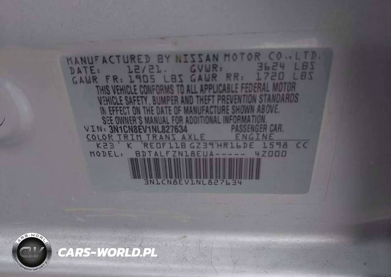 2022 Nissan Versa 1.6 Sv Xtronic Cvt VIN:3N1CN8EV1NL827634 - 9