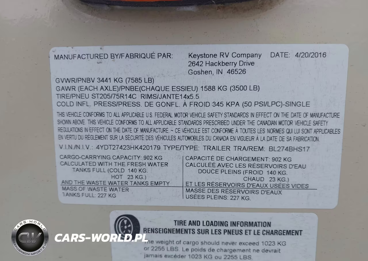 2017 Keystone Travel Trlr VIN:4YDT27423HK420179 - 9