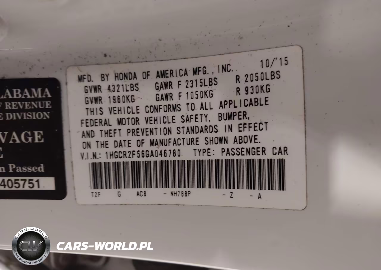 2016 Honda Accord Sport VIN:1HGCR2F56GA046780 - 9