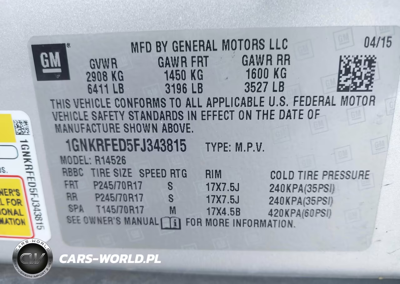 2015 Chevrolet Traverse Ls VIN:1GNKRFED5FJ343815 - 9