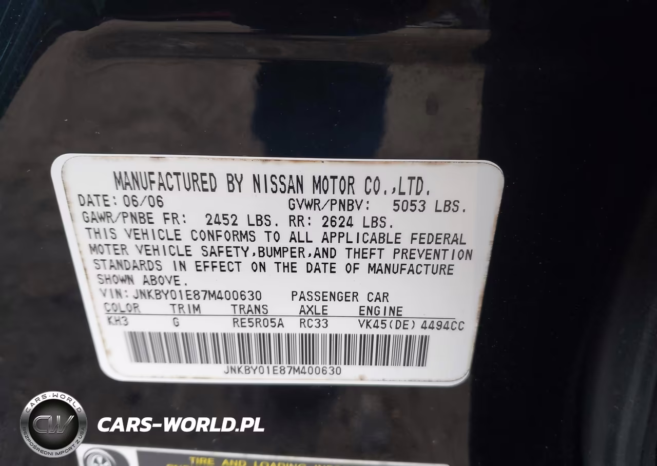2007 Infiniti M45 Sport VIN:JNKBY01E87M400630 - 9