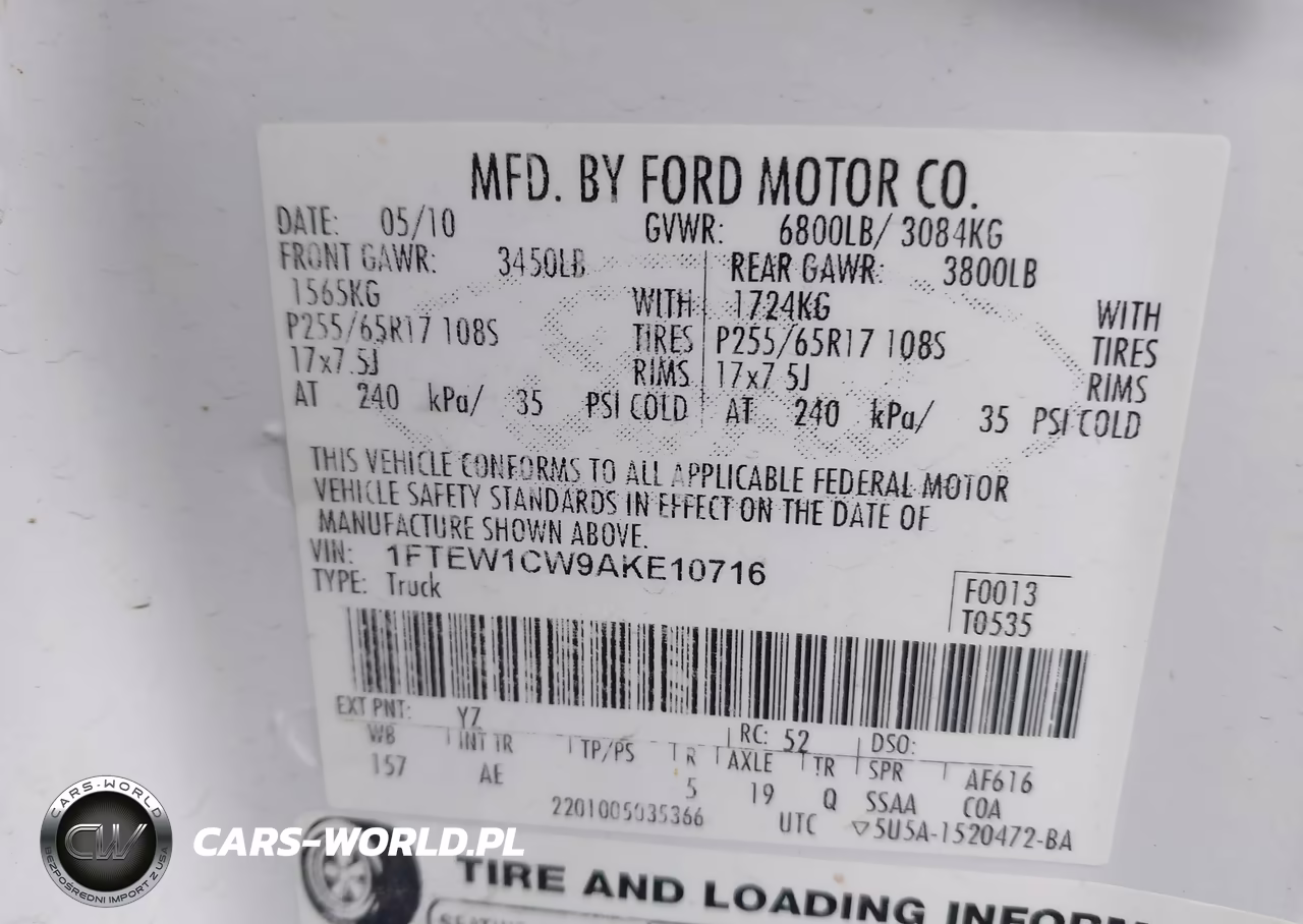 2010 Ford F-150 Xl VIN:1FTEW1CW9AKE10716 - 9