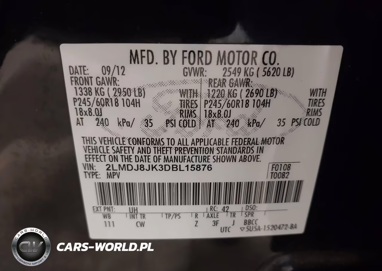 2013 Lincoln Mkx VIN:2LMDJ8JK3DBL15876 - 9