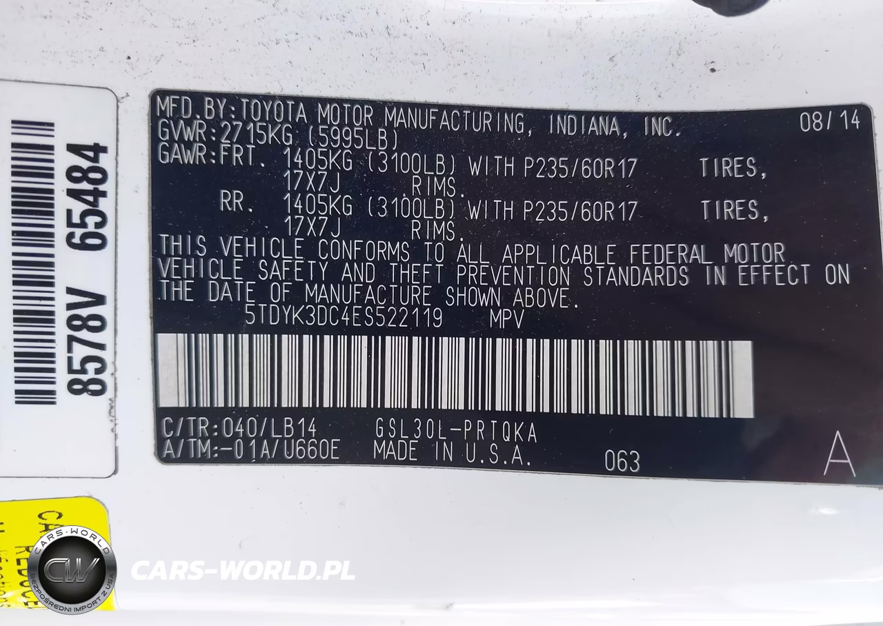 2014 Toyota Sienna Xle V6 8 Passenger VIN:5TDYK3DC4ES522119 - 9