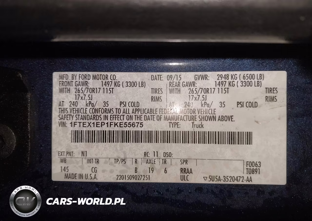 2015 Ford F-150 Xl VIN:1FTEX1EP1FKE55675 - 9