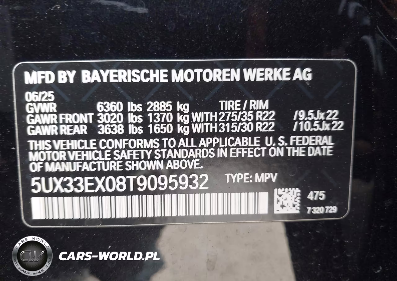 2026 BMW X6 xDrive40I VIN:5UX33EX08T9095932 - 9