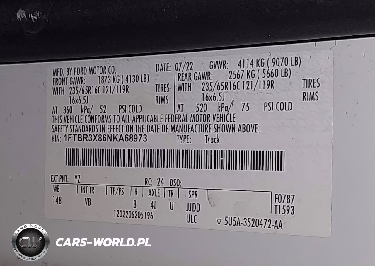 2022 Ford Transit-250 Cargo Van VIN:1FTBR3X86NKA68973 - 9