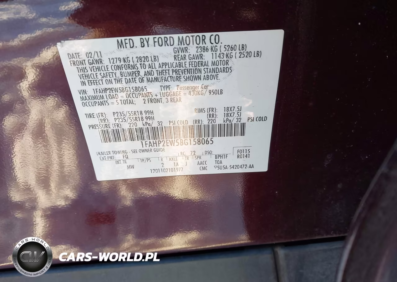 2011 Ford Taurus Sel VIN:1FAHP2EW5BG158065 - 9