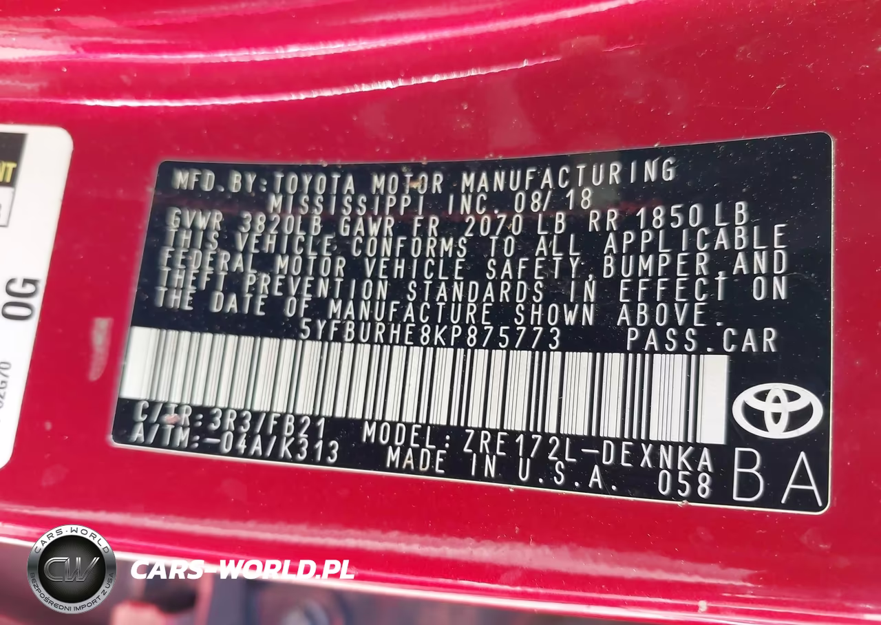 2019 Toyota Corolla Le VIN:5YFBURHE8KP875773 - 9
