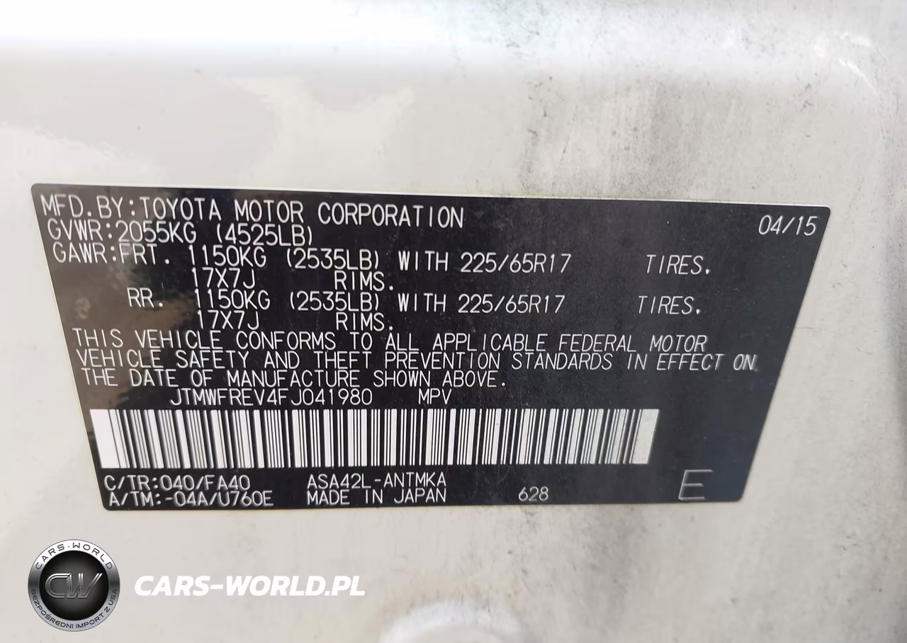 2015 Toyota Rav4 Xle VIN:JTMWFREV4FJ041980 - 9