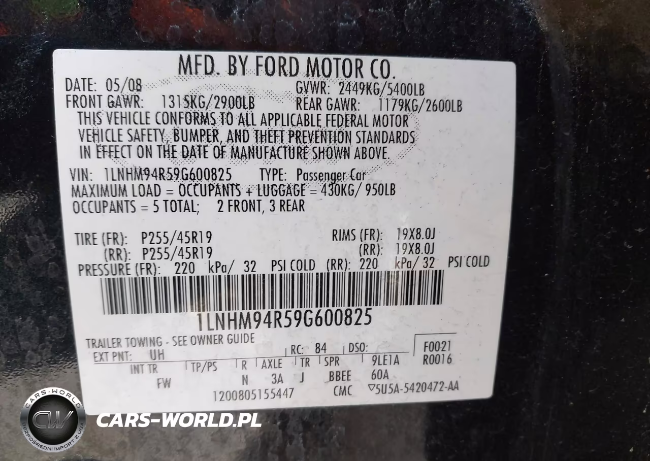 2009 Lincoln Mks VIN:1LNHM94R59G600825 - 9