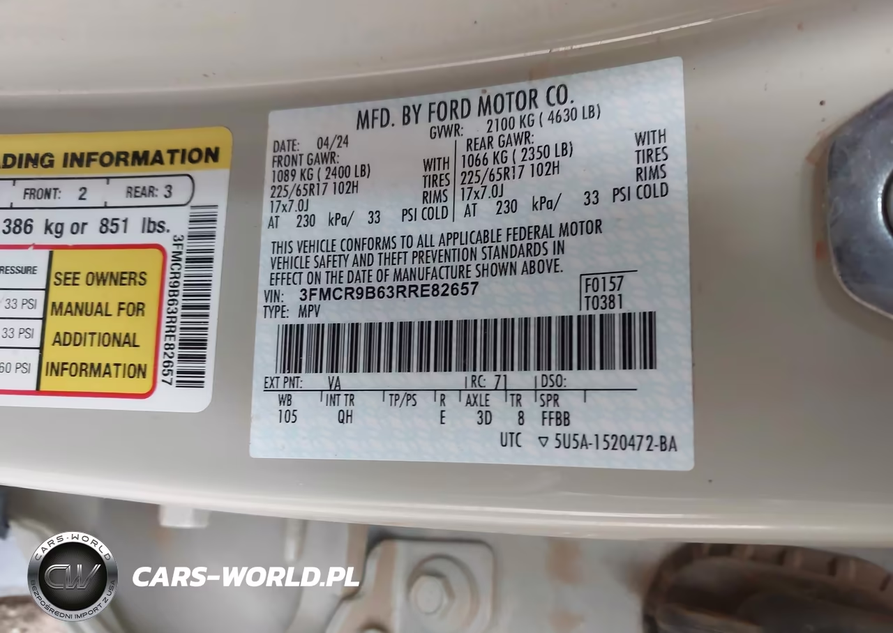 2024 Ford Bronco Sport Big Bend VIN:3FMCR9B63RRE82657 - 9