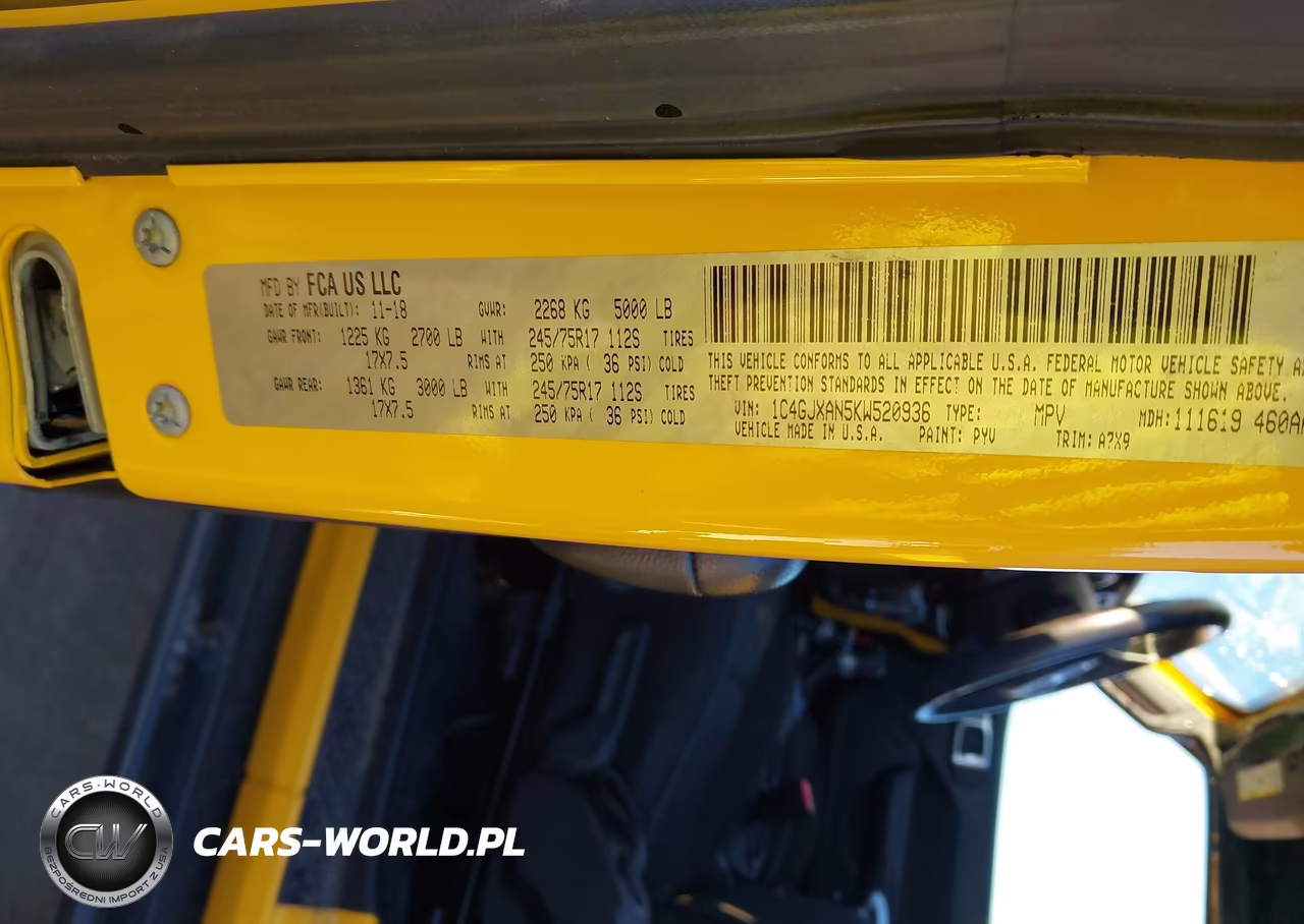 2019 Jeep Wrangler Sport S 4X4 VIN:1C4GJXAN5KW520936 - 9