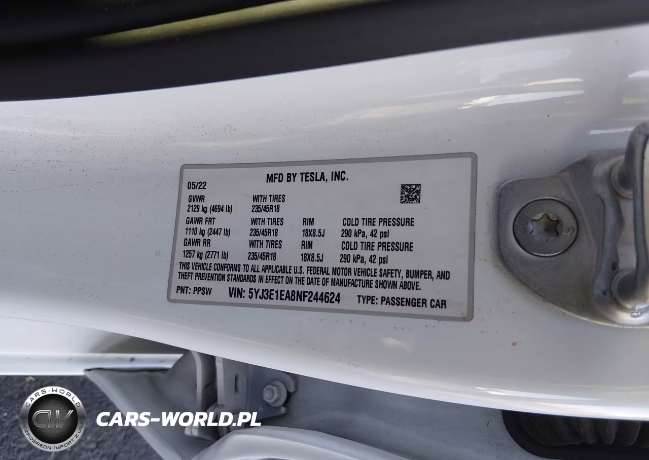 2022 Tesla Model 3 Rear-Wheel Drive VIN:5YJ3E1EA8NF244624 - 9