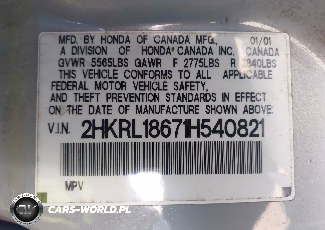 2001 Honda Odyssey Ex VIN:2HKRL18671H540821 - 9
