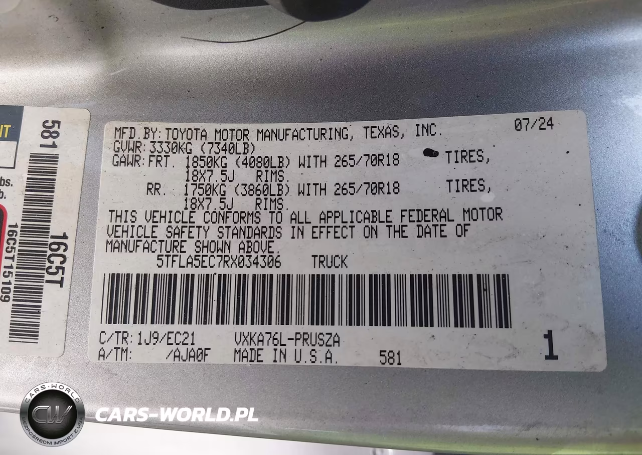2024 Toyota Tundra Sr5 VIN:5TFLA5EC7RX034306 - 9