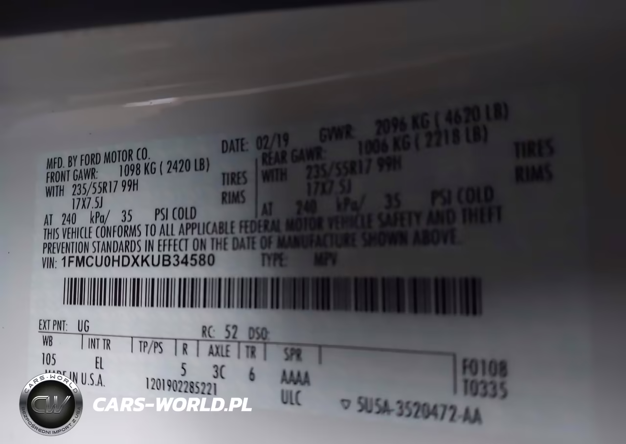 2019 Ford Escape Sel VIN:1FMCU0HDXKUB34580 - 9