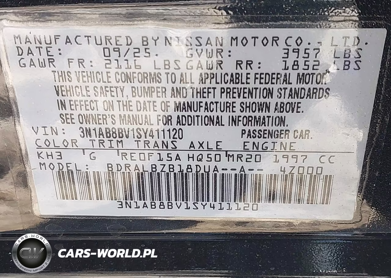 2025 Nissan Sentra S VIN:3N1AB8BV1SY411120 - 9