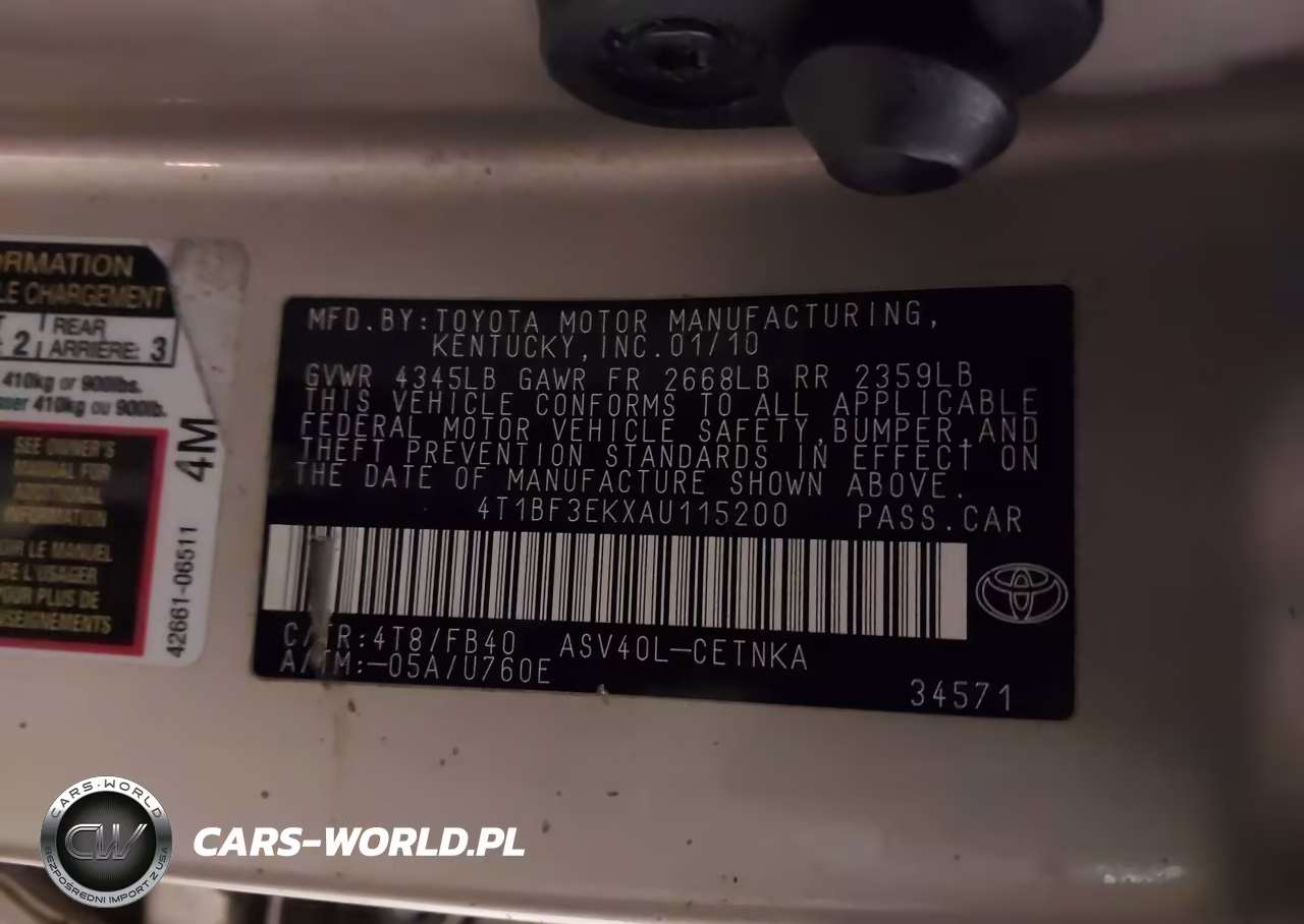 2010 Toyota Camry Le VIN:4T1BF3EKXAU115200 - 9
