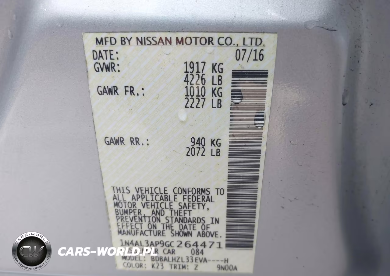 2016 Nissan Altima 2.5 Sr VIN:1N4AL3AP9GC264471 - 9