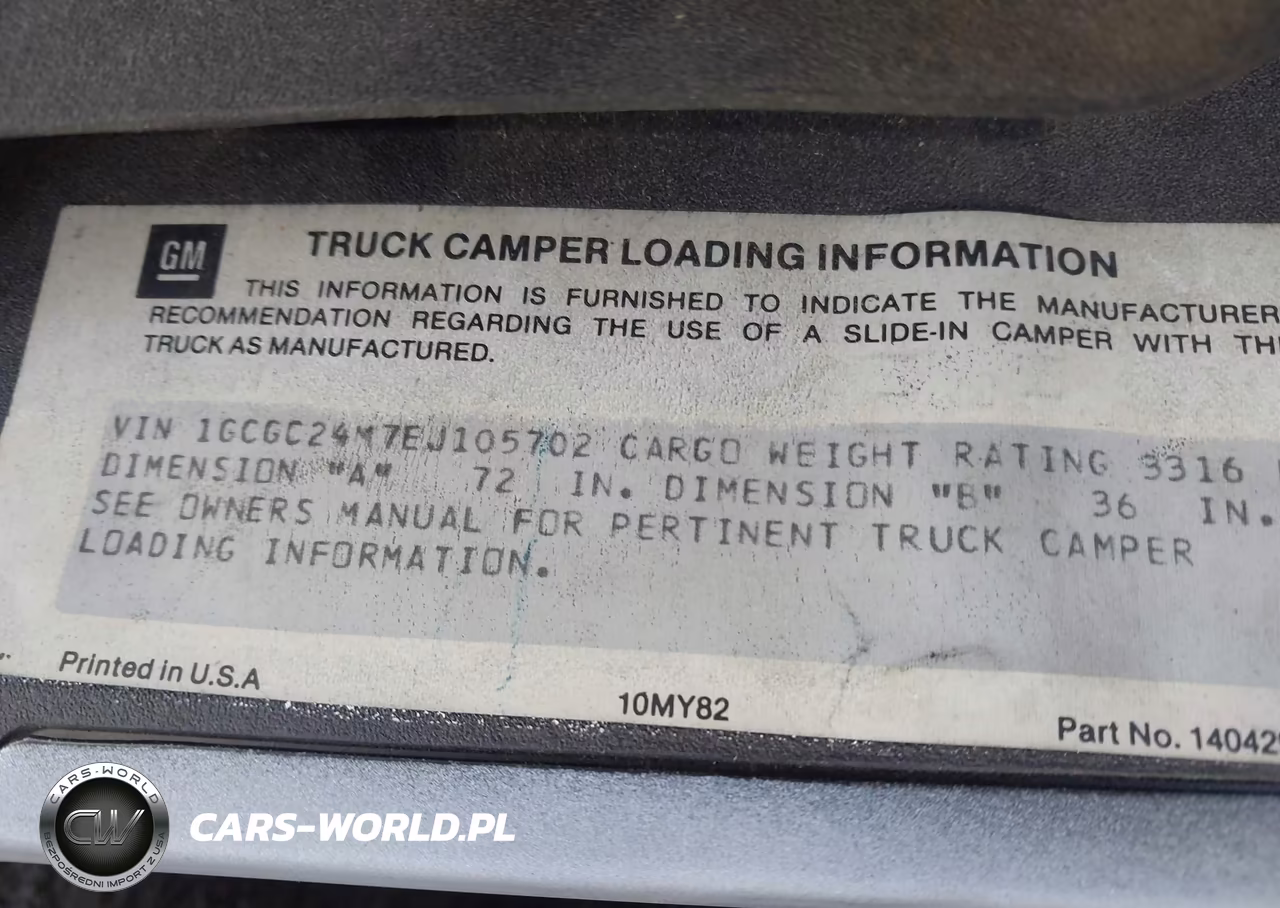 1984 Chevrolet C20 VIN:1GCGC24M7EJ105702 - 9